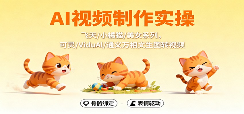 AI视频制作实操，飞天/小橘猫/美女系列，可灵/ViduAl/通义万相文生图转视频-大甫网创-助力打造属于自己的超级个体-甫仁小站
