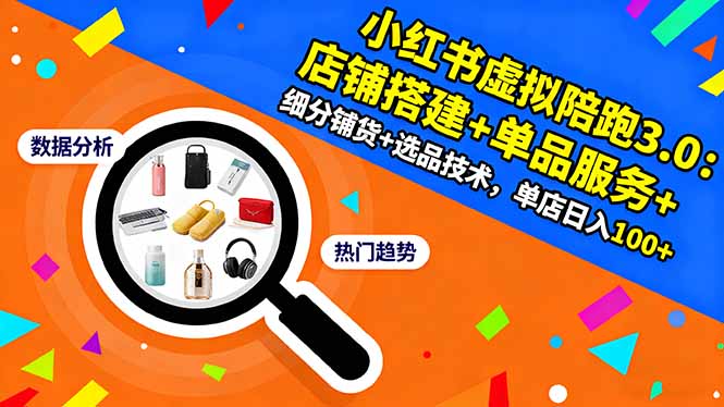 小红书虚拟陪跑3.0：店铺搭建+单品服务+细分铺货+选品技术，单店日入100+-大甫网创-助力打造属于自己的超级个体-甫仁小站