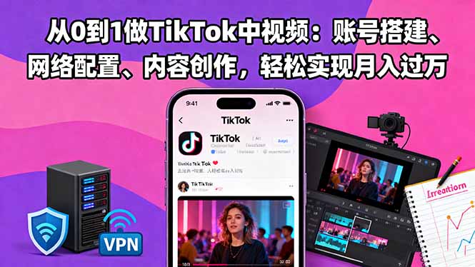 从0到1做TikTok中视频：账号搭建、网络配置、内容创作，轻松实现月入过万-大甫网创-助力打造属于自己的超级个体-甫仁小站
