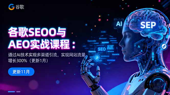 谷歌SEO与AEO实战课程:通过AI技术实现多渠道引流,实现网站流量增长300%-大甫网创-助力打造属于自己的超级个体-甫仁小站