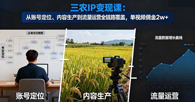 三农IP变现课：从账号定位、内容生产到流量运营全链路覆盖，单视频佣金2w+-大甫网创-助力打造属于自己的超级个体-甫仁小站