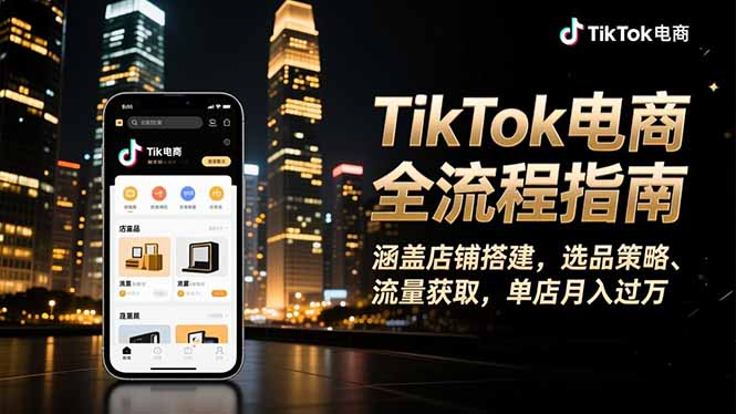 TikTok电商全流程指南,涵盖店铺搭建、选品策略、流量获取,单店月入过万-大甫网创-助力打造属于自己的超级个体-甫仁小站