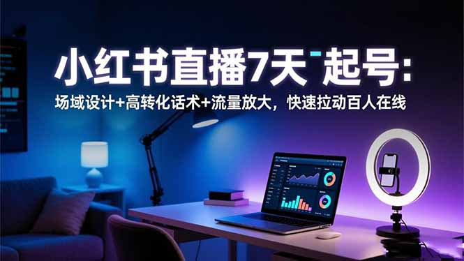 小红书直播7天起号:场域设计+高转化话术+流量放大,快速拉动百人在线-大甫网创-助力打造属于自己的超级个体-甫仁小站