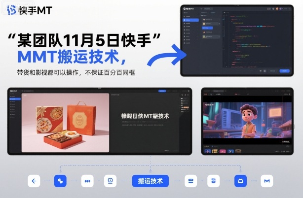 某团队11月5日快手MT搬运技术,带货和影视都可以操作,不保证百分百同框,自测-大甫网创-助力打造属于自己的超级个体-甫仁小站